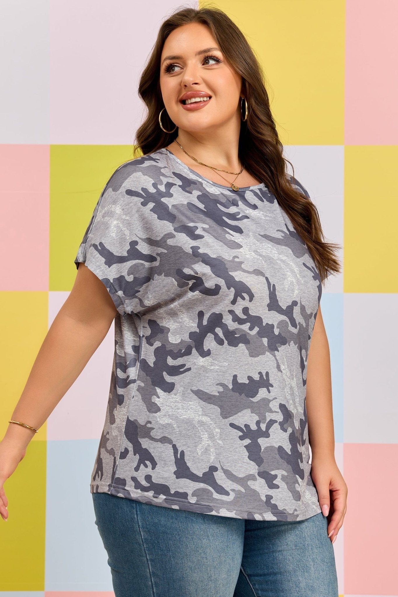 Plus Size Camo Print Casual T Shirt