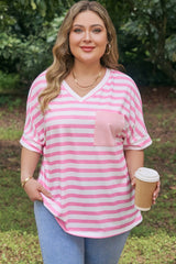 Plus Size Colorblock V-Neck Tee
