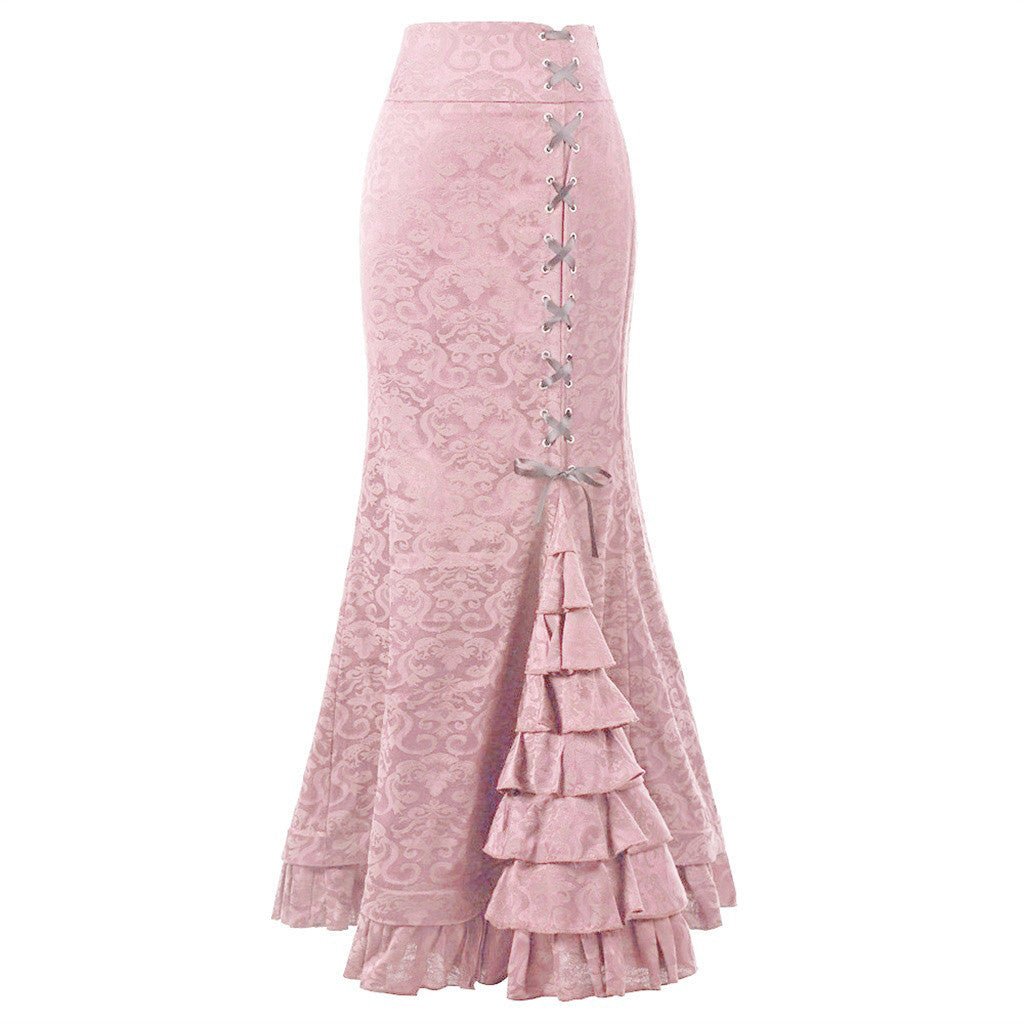 Plus Size Gothic Black Jacquard Mermaid Skirt