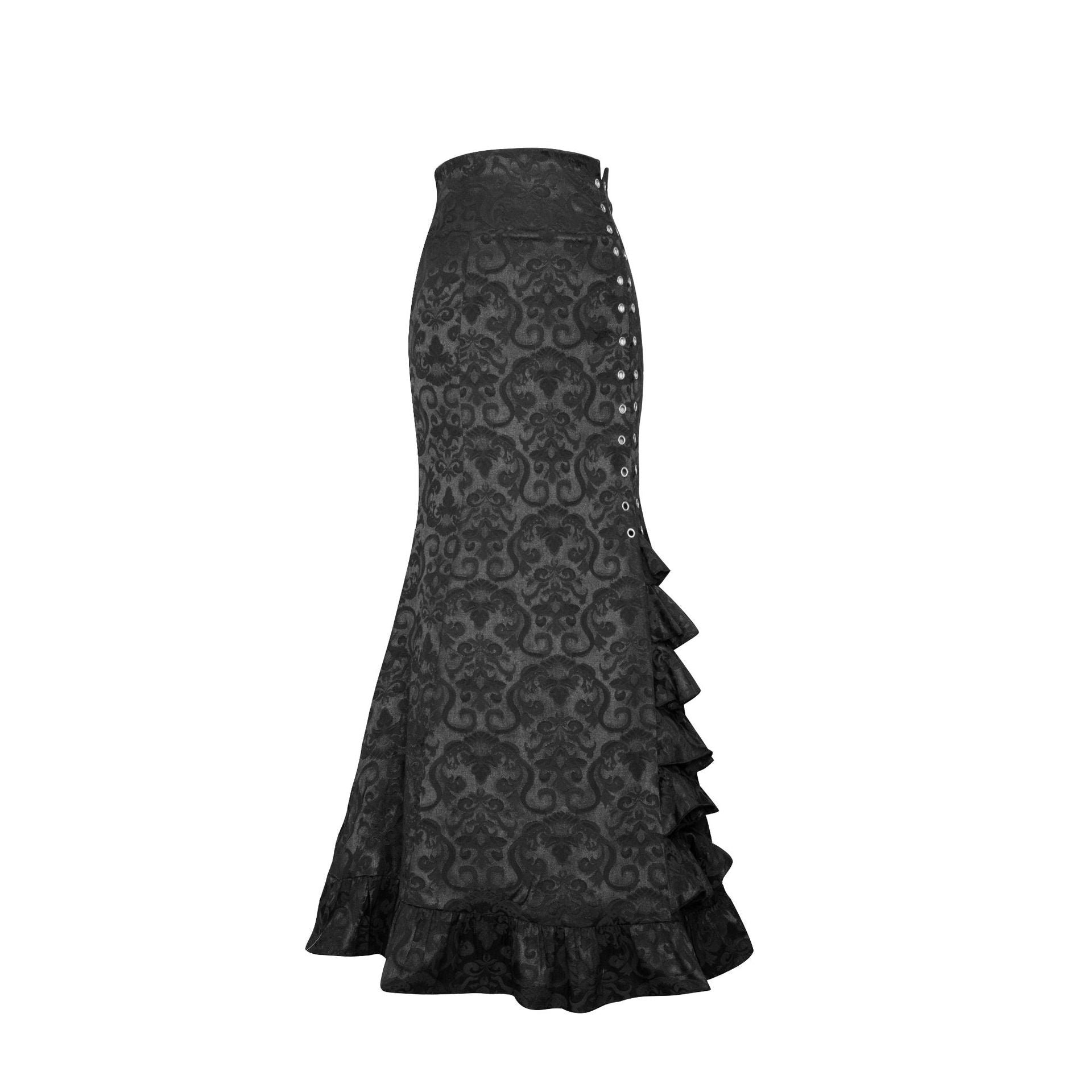 Plus Size Gothic Black Jacquard Mermaid Skirt