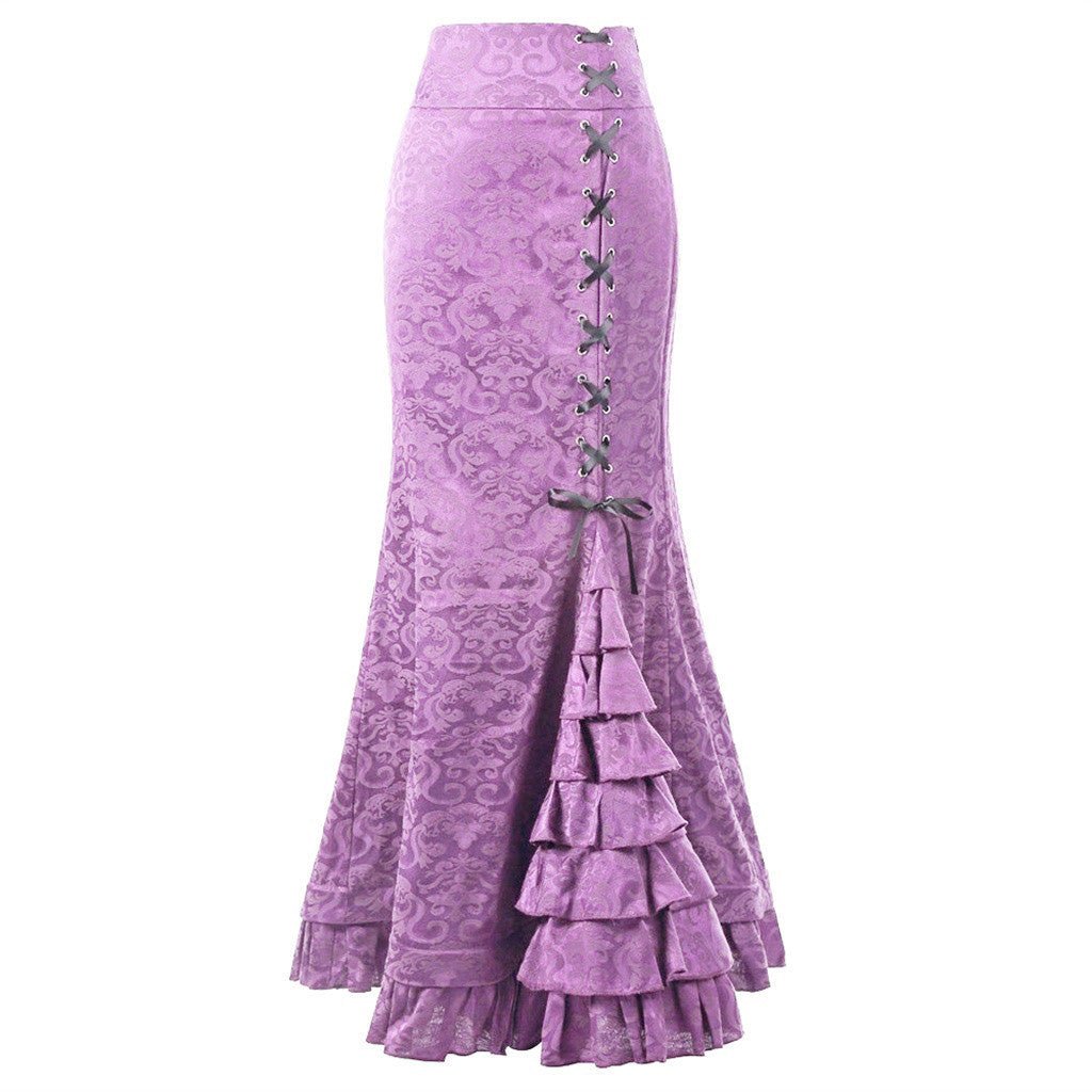 Plus Size Gothic Black Jacquard Mermaid Skirt
