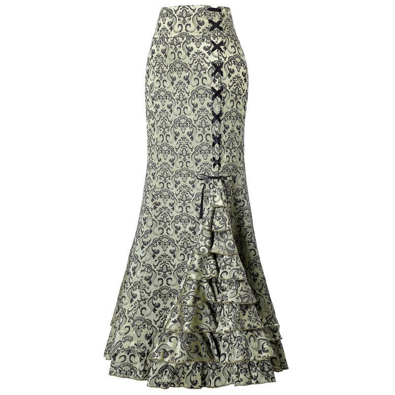 Plus Size Gothic Black Jacquard Mermaid Skirt
