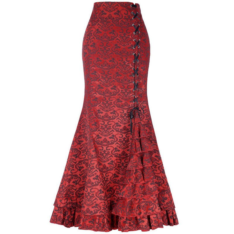 Plus Size Gothic Black Jacquard Mermaid Skirt