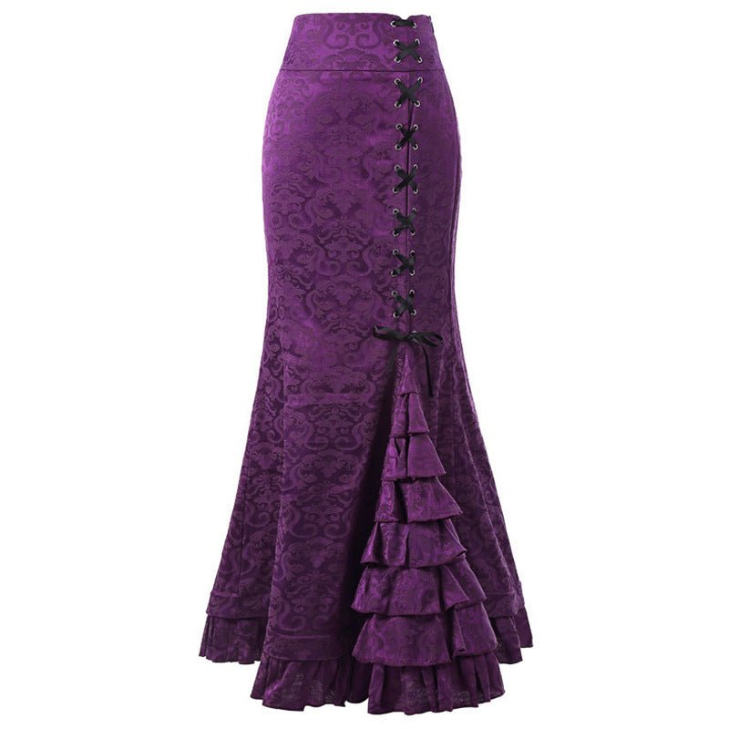 Plus Size Gothic Black Jacquard Mermaid Skirt