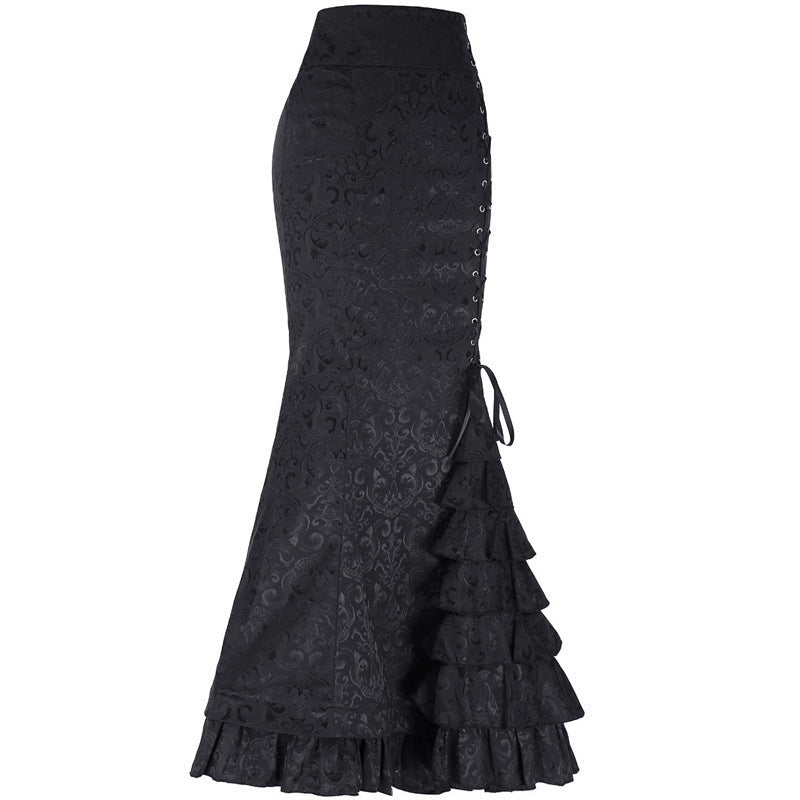 Plus Size Gothic Black Jacquard Mermaid Skirt
