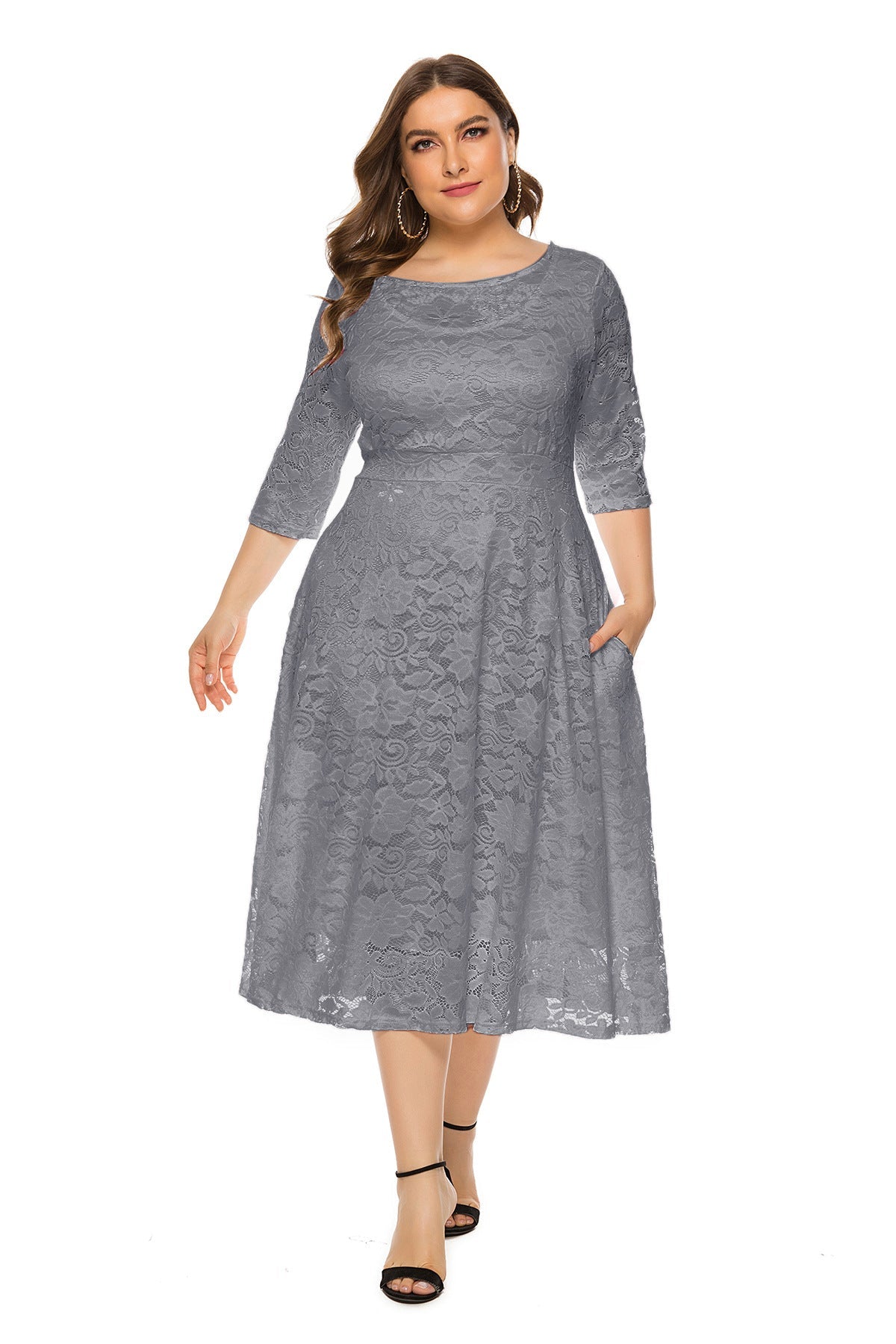 Plus Size Evening Dress Midi Cutout