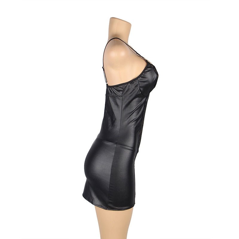Plus Size Lingerie Lace Leather Slip Nightdress