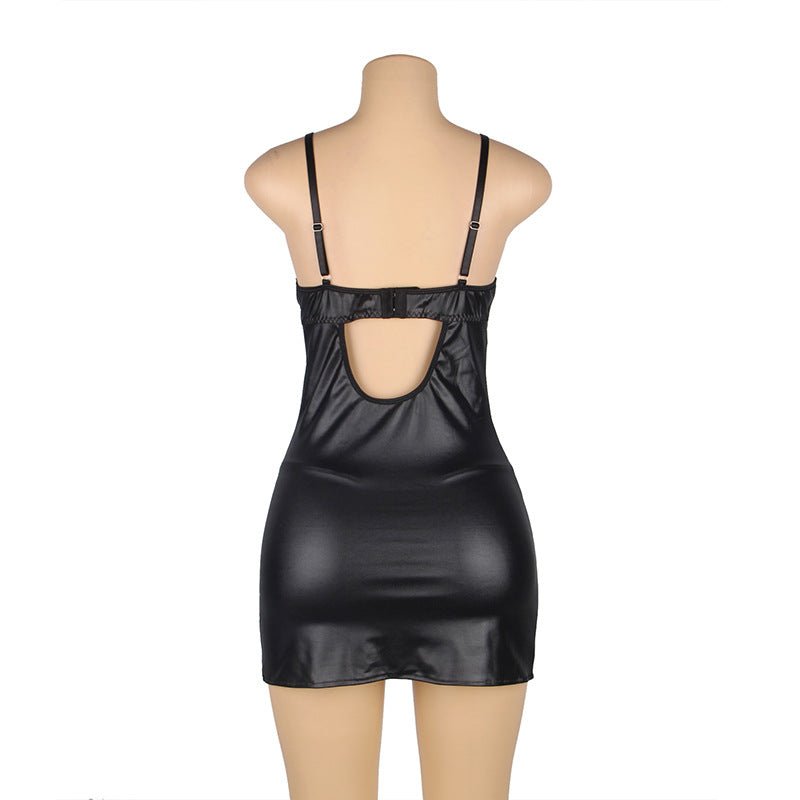 Plus Size Lingerie Lace Leather Slip Nightdress